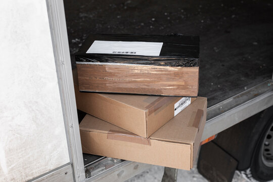 Parcels inside lorry