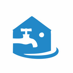 water faucet and a house logo vector design