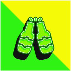 Beer Bottle Green and yellow modern 3d vector icon logo
