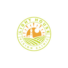 light house vision clinic logo, creative fresh iris with sunlight and field reflection