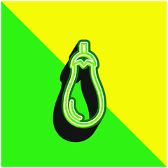 Big Eggplant Green and yellow modern 3d vector icon logo