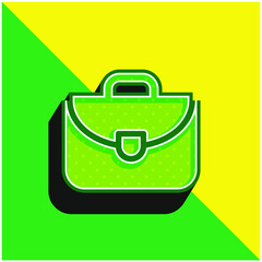 Briefcase Green and yellow modern 3d vector icon logo