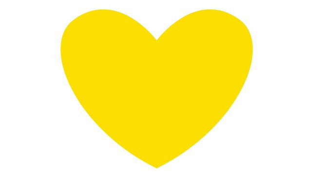 Animated yellow pounding heart. Looped video of beating heart. Concept of love, health, passion, medicine. Vector illustration isolated on the white background.