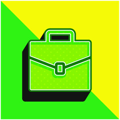 Briefcase Green and yellow modern 3d vector icon logo