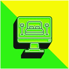 Booking Green and yellow modern 3d vector icon logo