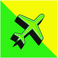 Airplane Green and yellow modern 3d vector icon logo
