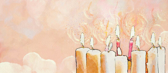 All Saints Day. Watercolor christian background..