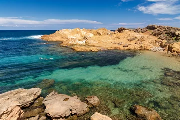 Papier Peint photo Cala Pregonda, île de Minorque, Espagne cala son mercaduret, minorque, îles baléares, espagne