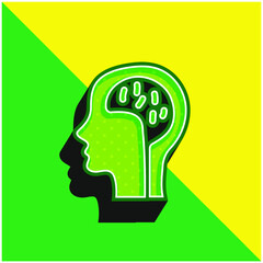 Brain Green and yellow modern 3d vector icon logo