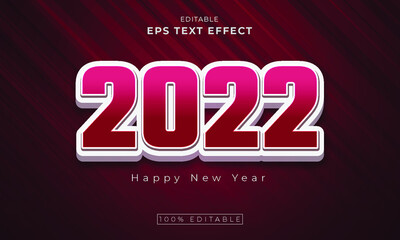 2022 New year editable 3d text effect Design
