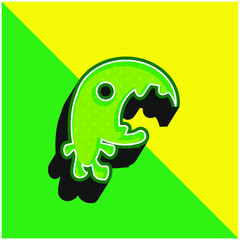 Big Mouth Monster Green and yellow modern 3d vector icon logo