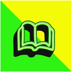 Book Opened Outlined Hand Drawn Tool Green and yellow modern 3d vector icon logo