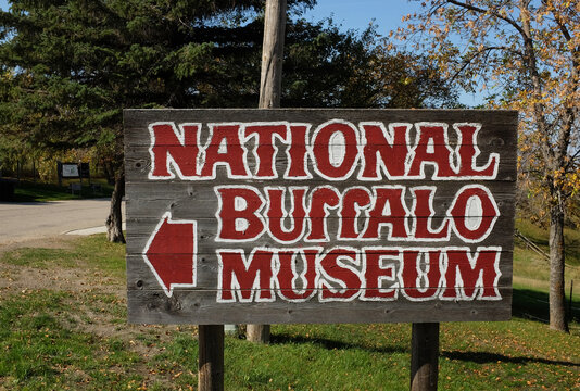 JAMESTOWN, NORTH DAKOTA - 3 OCT 2021: Sign For The National Buffalo Museum, Dedicated To Telling The Story Of The American Bison.