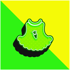 Baby Dress With A Strawberry Cartoon Illustration Green and yellow modern 3d vector icon logo