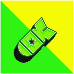Bomb Green and yellow modern 3d vector icon logo