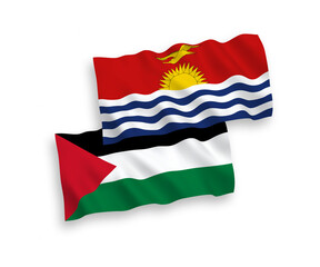Flags of Republic of Kiribati and Palestine on a white background