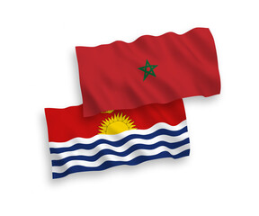 Flags of Republic of Kiribati and Morocco on a white background