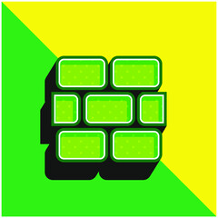 Brickwall Green and yellow modern 3d vector icon logo