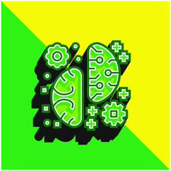 Brainstorming Green and yellow modern 3d vector icon logo