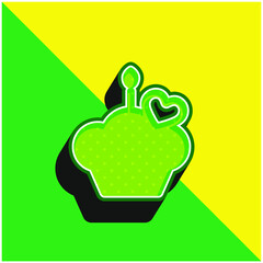 Birthday Muffin Green and yellow modern 3d vector icon logo