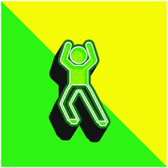 Boy Standing Up Stretching Leg Green and yellow modern 3d vector icon logo