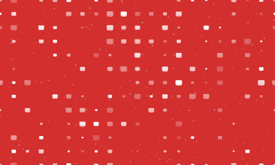 Seamless background pattern of evenly spaced white ladies handbag symbols of different sizes and opacity. Vector illustration on red background with stars