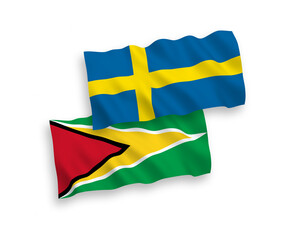 Flags of Sweden and Co-operative Republic of Guyana on a white background