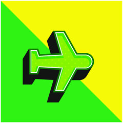 Obraz premium Airplane Green and yellow modern 3d vector icon logo