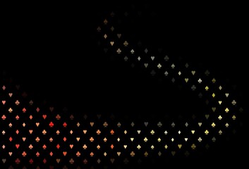 Dark orange vector cover with symbols of gamble.