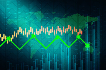 2d rendering Stock market online business concept. business Graph 
