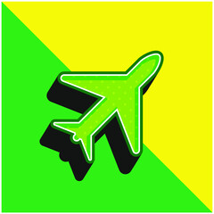 Airplane Green and yellow modern 3d vector icon logo