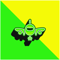 Airplane Green and yellow modern 3d vector icon logo