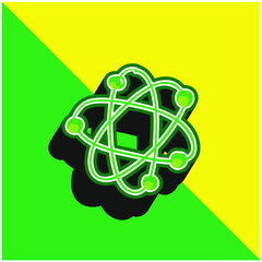 Atom Green and yellow modern 3d vector icon logo