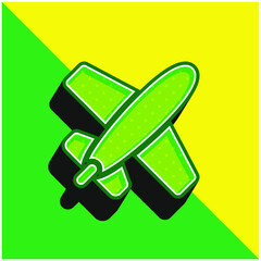 Airplane Green and yellow modern 3d vector icon logo