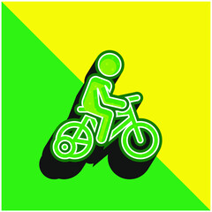 Fototapeta na wymiar Bicycle Green and yellow modern 3d vector icon logo