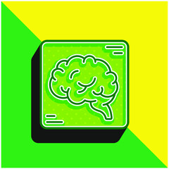 Brain Green and yellow modern 3d vector icon logo