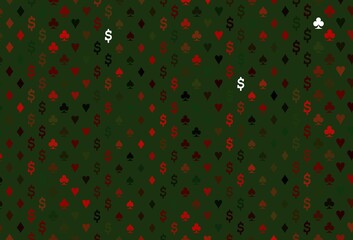 Dark green, red vector layout with elements of cards.