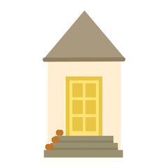 Flat house with pumpkins vector illustration. 