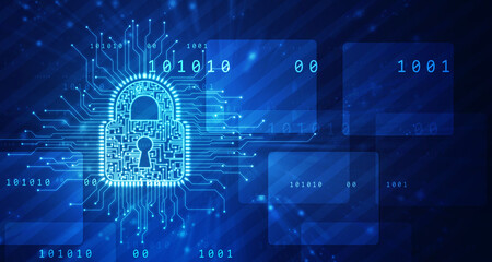 2d illustration Safety concept: Closed Padlock on digital background