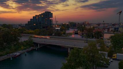 sunset over the city - bydgoszcz