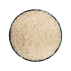 rice grain in ceramics bow on whtie background.