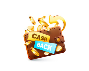Cash back service, financial payment label. Vector