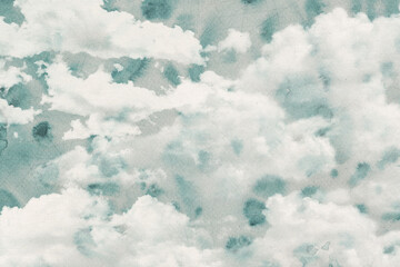 Watercolor Cloud Background. Grunge Texture with salted splashes.