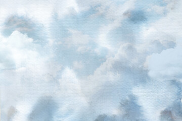 Watercolor Cloud Background. Grunge Texture with salted splashes.