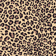 Fototapeta na wymiar Leopard print vector endless pattern, trendy feline background.