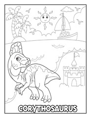 Fototapeta na wymiar Dinosaur Coloring Book Pages for Kids. Coloring book for children. Dinosaurs.