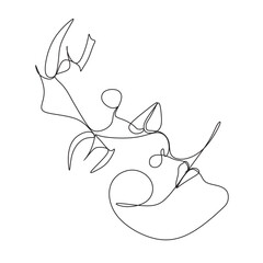 Obraz premium One Line Art Couple, Line Art Men and woman, Minimal Face Vector. Couple print, Kiss print, Valentines Day Illustration. Love poster. 2 faces. We are one line. 