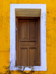 Front door of a traditional home in Izamal, Mexico.