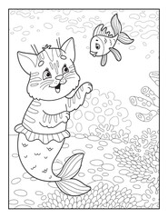 Mermaid Coloring Book Pages for Kids. Coloring book for children. Mermaids.
