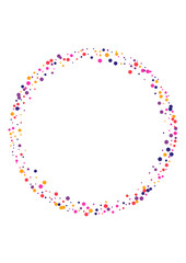 Pink Prize Confetti Texture. Round Party Illustration. Yellow Dot Explosion. Circle Orange Decor Frame. Carnival Wallpaper.